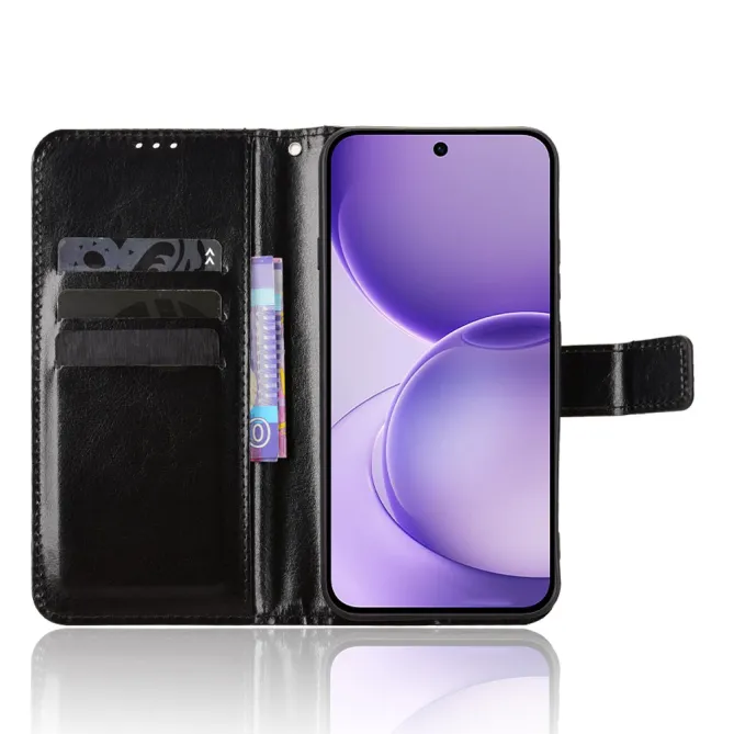 Housse Oppo Reno16 FS/F Portefeuille Effet Cuir Patiné Noir - photo 5