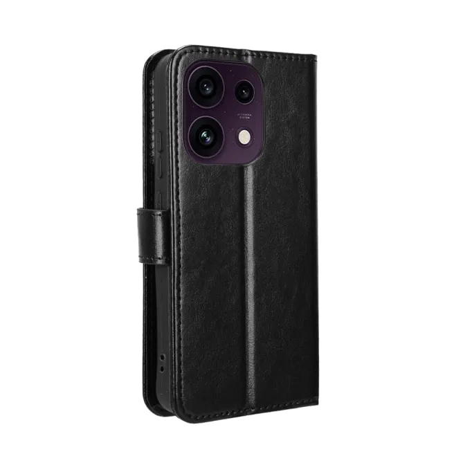 Housse Oppo Reno16 FS/F Portefeuille Effet Cuir Patiné Noir - photo 7