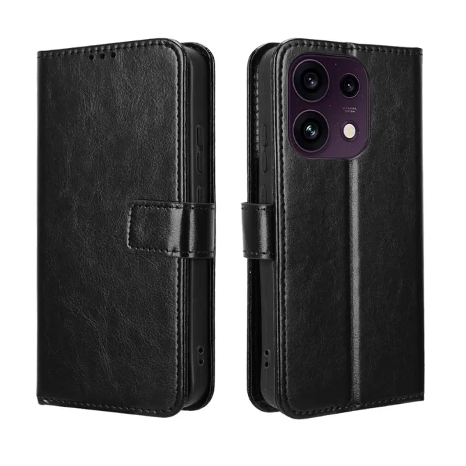 Housse Oppo Reno16 FS/F Portefeuille Effet Cuir Patiné Noir - photo 8