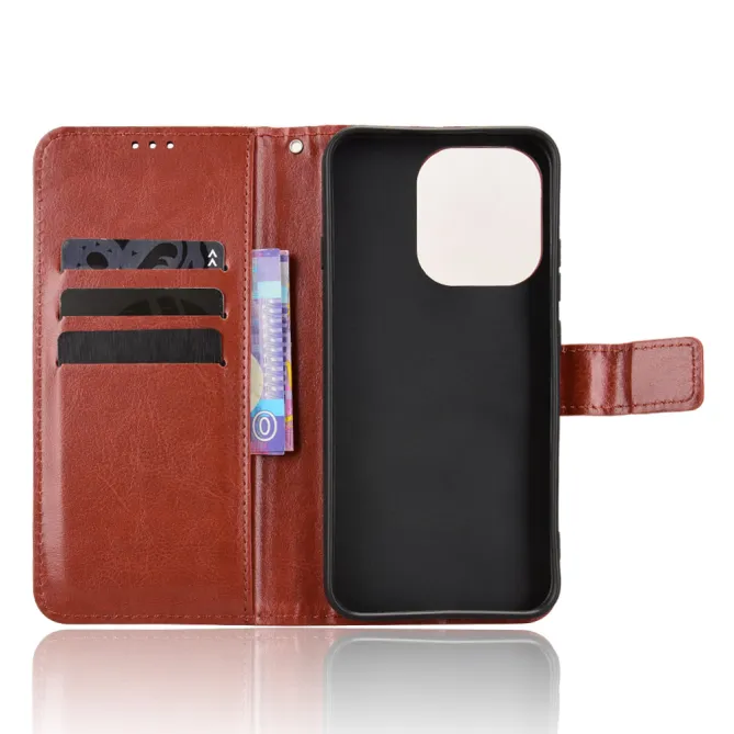 Housse Oppo Reno16 FS/F Portefeuille Effet Cuir Patiné Marron - photo 12