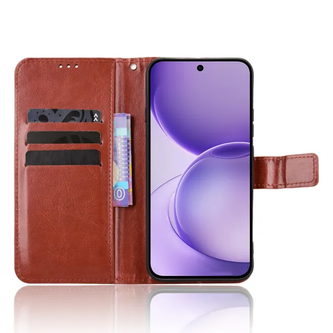 Housse Oppo Reno16 FS/F Portefeuille Effet Cuir Patiné Marron - photo 13