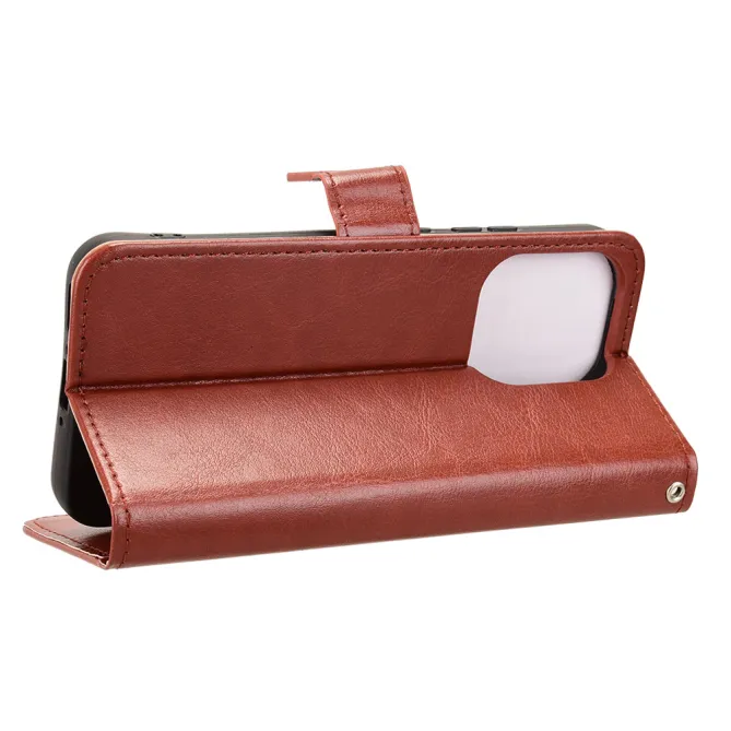 Housse Oppo Reno16 FS/F Portefeuille Effet Cuir Patiné Marron - photo 14