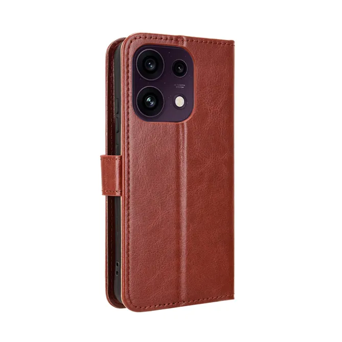 Housse Oppo Reno16 FS/F Portefeuille Effet Cuir Patiné Marron - photo 15