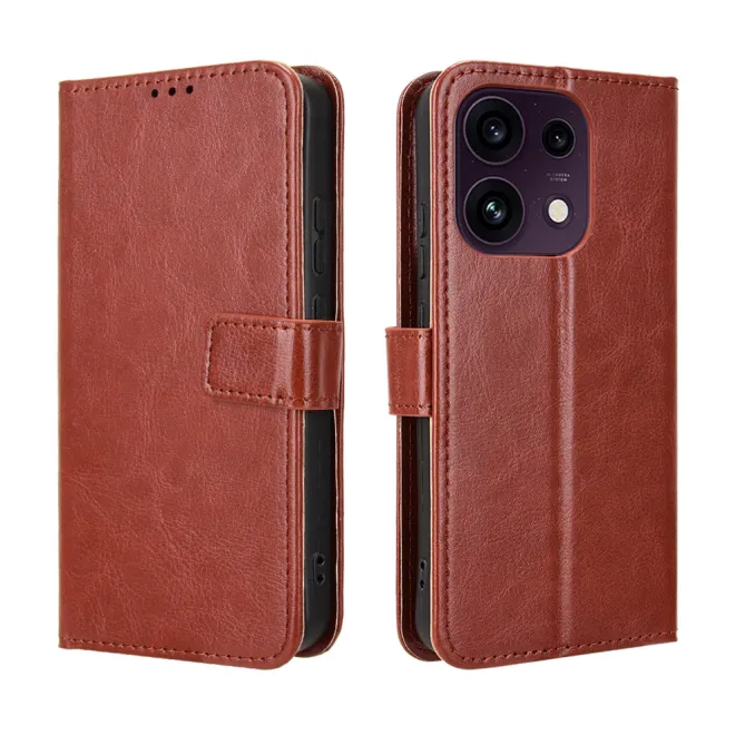 Housse Oppo Reno16 FS/F Portefeuille Effet Cuir Patiné Marron - photo 16