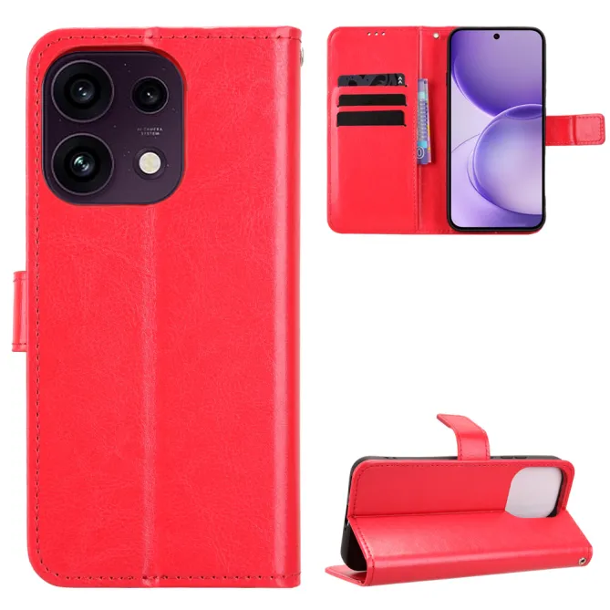 Housse Oppo Reno16 FS/F Portefeuille Effet Cuir Patiné Rouge - photo 25