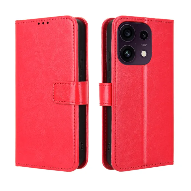 Housse Oppo Reno16 FS/F Portefeuille Effet Cuir Patiné Rouge - photo 32