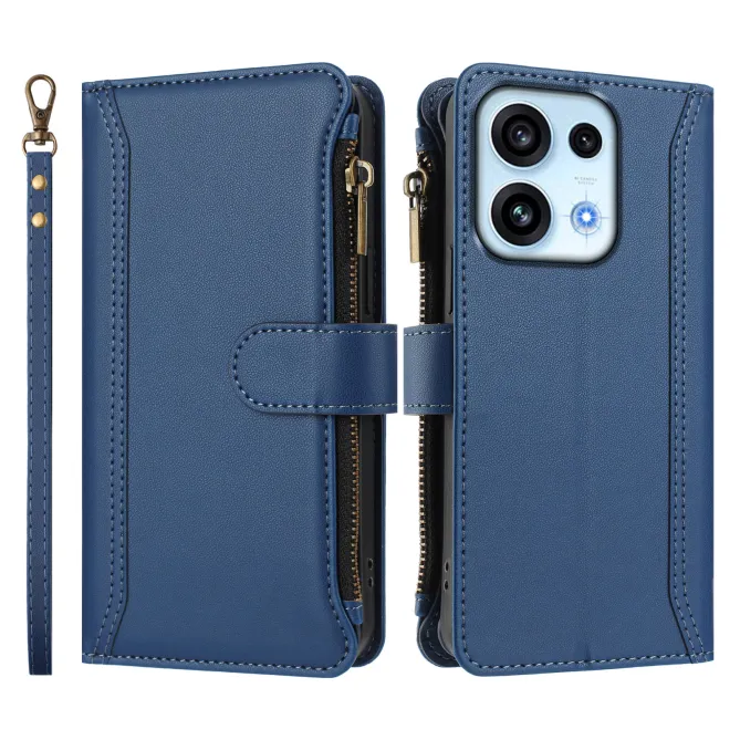 Housse Oppo Reno16 FS/F avec Lanière | 9 Cartes à Fermeture Zippée Bleu marine - photo 3