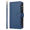 Housse Oppo Reno16 FS/F avec Lanière | 9 Cartes à Fermeture Zippée Bleu marine - photo 5