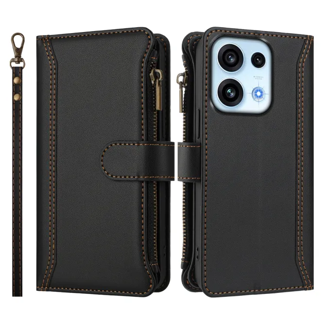 Housse Oppo Reno16 FS/F avec Lanière | 9 Cartes à Fermeture Zippée Noir - photo 14