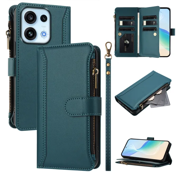 Housse Oppo Reno16 FS/F avec Lanière | 9 Cartes à Fermeture Zippée Bleu Paon - photo 23