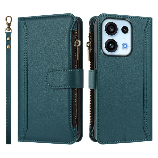 Housse Oppo Reno16 FS/F avec Lanière | 9 Cartes à Fermeture Zippée Bleu Paon - photo 25