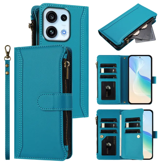 Housse Oppo Reno16 FS/F avec Lanière | 9 Cartes à Fermeture Zippée Bleu clair - photo 35