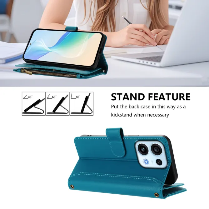 Housse Oppo Reno16 FS/F avec Lanière | 9 Cartes à Fermeture Zippée Bleu clair - photo 37