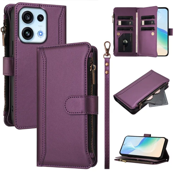 Housse Oppo Reno16 FS/F avec Lanière | 9 Cartes à Fermeture Zippée Vin Rouge - photo 45
