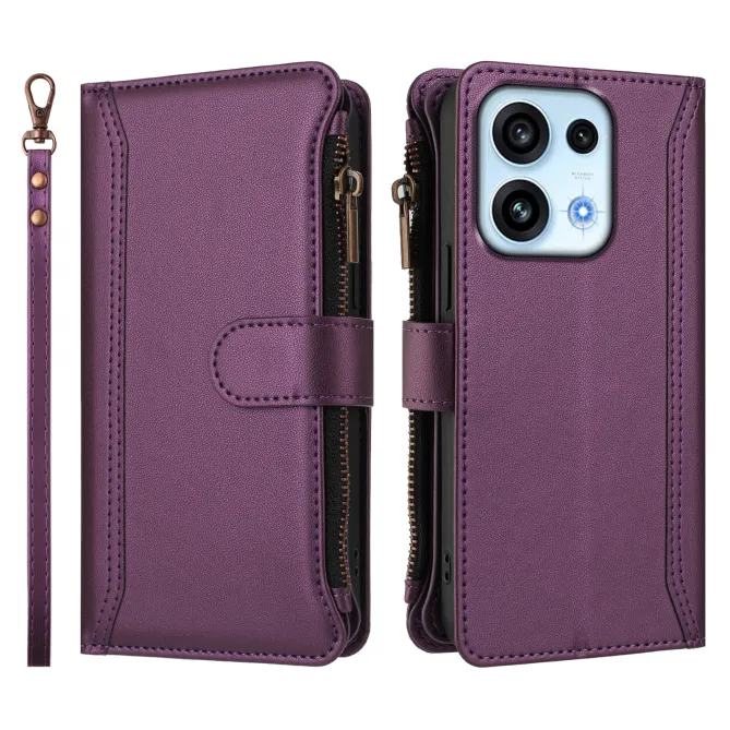 Housse Oppo Reno16 FS/F avec Lanière | 9 Cartes à Fermeture Zippée Vin Rouge - photo 47