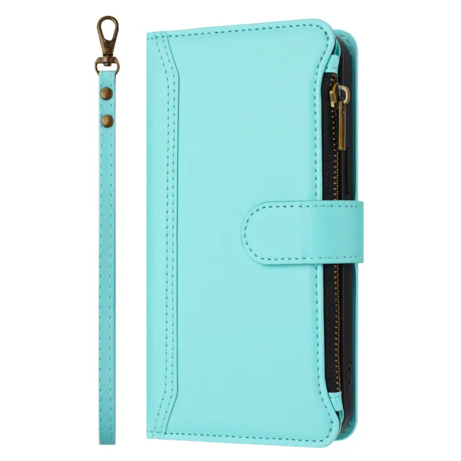 Housse Oppo Reno16 FS/F avec Lanière | 9 Cartes à Fermeture Zippée Cyan - photo 60