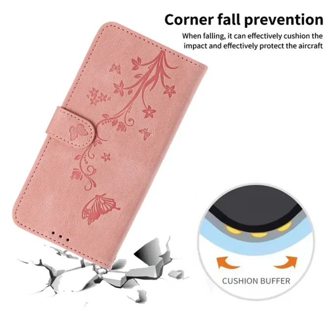 Housse Honor 600 Smart papillons et fleurs avec dragonne Or Rose - photo 4