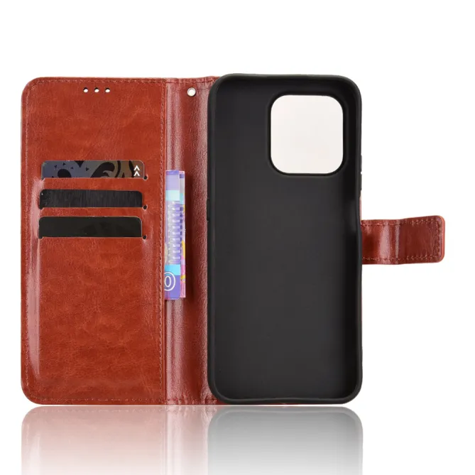 Housse Honor 600 Smart Portefeuille Effet Cuir Patiné Marron - photo 12