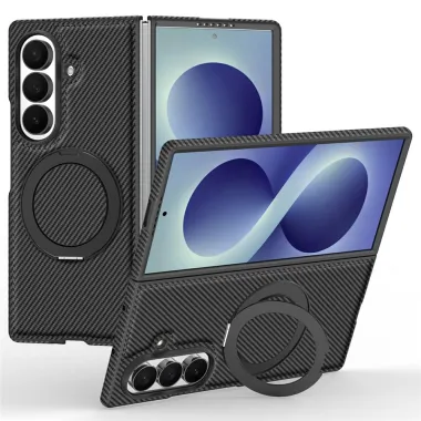 Coque Samsung Galaxy Z Fold8 Ultra magnétique fibre de carbone avec béquille