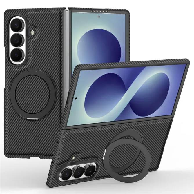 Coque Samsung Galaxy Z Fold8 Ultra magnétique fibre de carbone avec béquille Noir