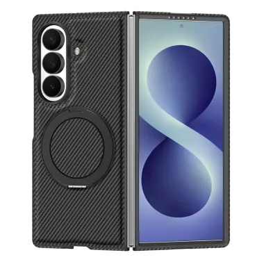 Coque Samsung Galaxy Z Fold8 Ultra magnétique fibre de carbone avec béquille Noir - photo 2