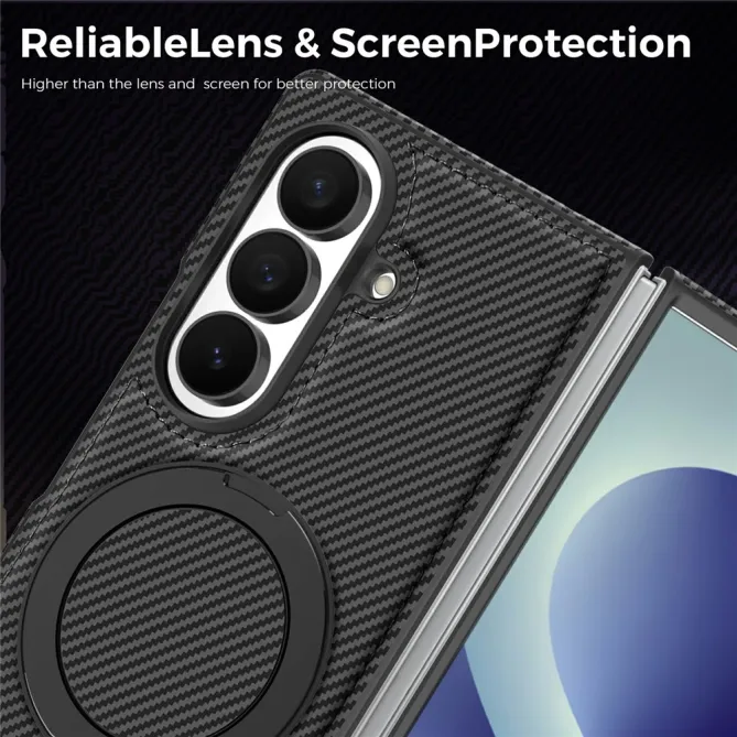 Coque Samsung Galaxy Z Fold8 Ultra magnétique fibre de carbone avec béquille Noir - photo 5