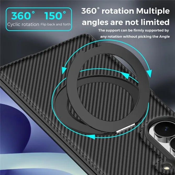 Coque Samsung Galaxy Z Fold8 Ultra magnétique fibre de carbone avec béquille Noir - photo 8