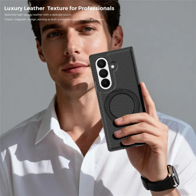 Coque Samsung Galaxy Z Fold8 Ultra magnétique fibre de carbone avec béquille Noir - photo 9