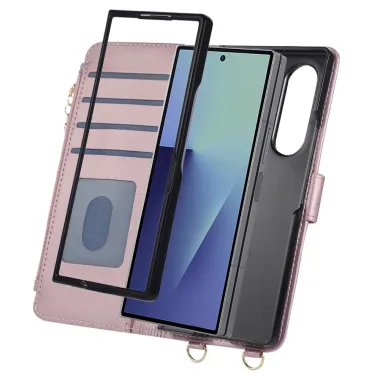 Housse Samsung Galaxy Z Fold8 Ultra matelassée avec pochette zippée Or Rose - photo 2