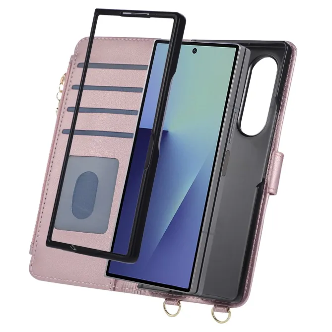 Housse Samsung Galaxy Z Fold8 Ultra matelassée avec pochette zippée Or Rose - photo 2