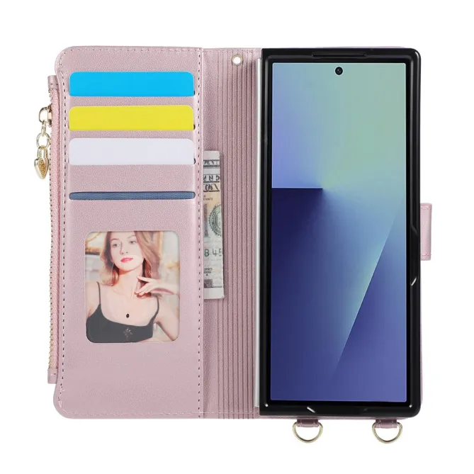 Housse Samsung Galaxy Z Fold8 Ultra matelassée avec pochette zippée Or Rose - photo 3