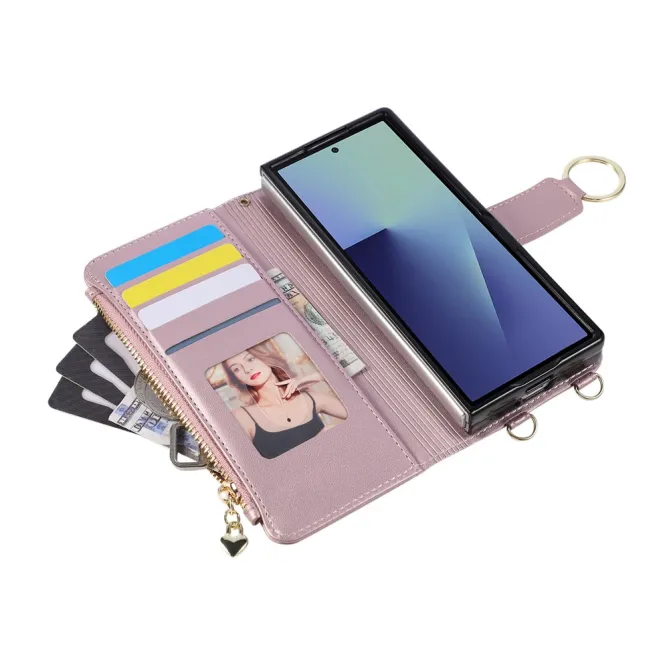 Housse Samsung Galaxy Z Fold8 Ultra matelassée avec pochette zippée Or Rose - photo 6