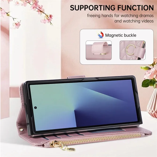 Housse Samsung Galaxy Z Fold8 Ultra matelassée avec pochette zippée Or Rose - photo 8