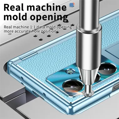 Coque Samsung Galaxy Z Fold8 Ultra simili cuir charnière avec verre Bleu clair - photo 2