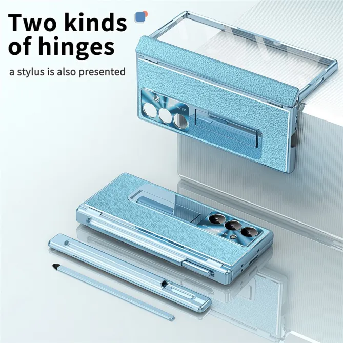 Coque Samsung Galaxy Z Fold8 Ultra simili cuir charnière avec verre Bleu clair - photo 3