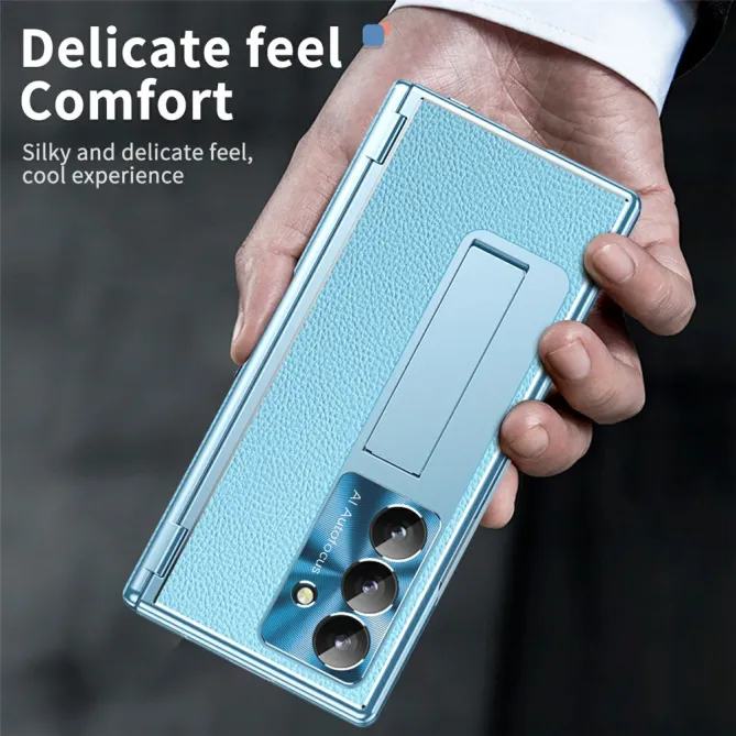 Coque Samsung Galaxy Z Fold8 Ultra simili cuir charnière avec verre Bleu clair - photo 5