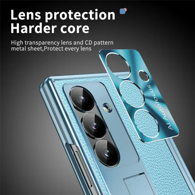Coque Samsung Galaxy Z Fold8 Ultra simili cuir charnière avec verre Bleu clair - photo 7