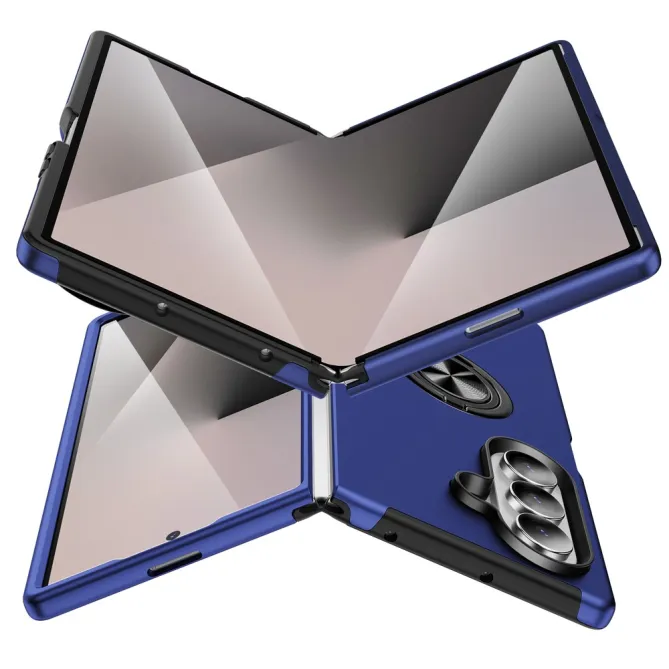 Coque Samsung Galaxy Z Fold8 Ultra avec anneau rotatif Bleu Foncé - photo 2