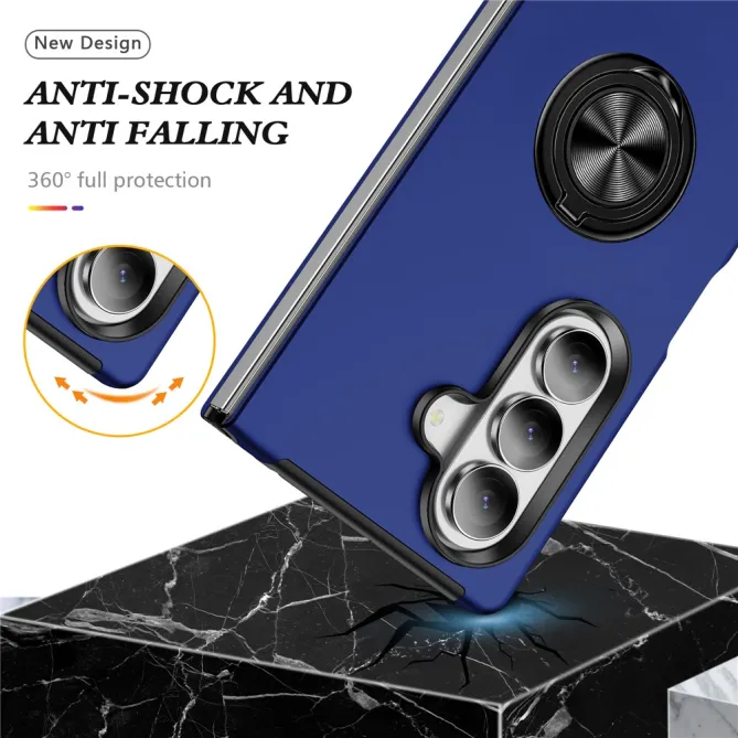 Coque Samsung Galaxy Z Fold8 Ultra avec anneau rotatif Bleu Foncé - photo 4
