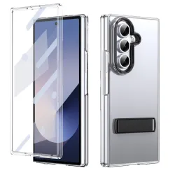 Coque Samsung Galaxy Z Fold 8 Ultra Transparente avec Béquille Métal Repliable Noir