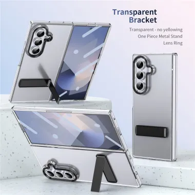 Coque Samsung Galaxy Z Fold 8 Ultra Transparente avec Béquille Métal Repliable Noir - photo 2