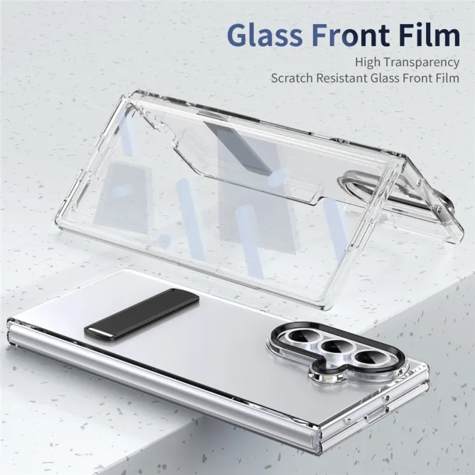 Coque Samsung Galaxy Z Fold 8 Ultra Transparente avec Béquille Métal Repliable Noir - photo 3