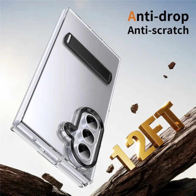 Coque Samsung Galaxy Z Fold 8 Ultra Transparente avec Béquille Métal Repliable Noir - photo 5