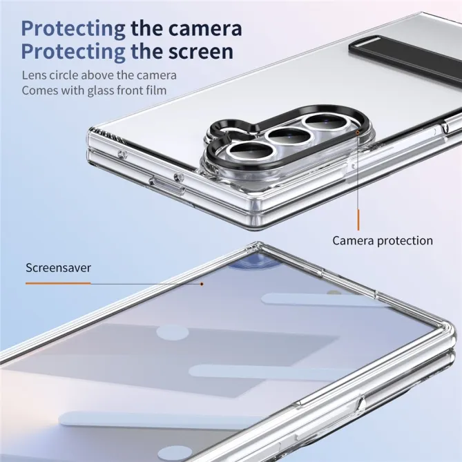 Coque Samsung Galaxy Z Fold 8 Ultra Transparente avec Béquille Métal Repliable Noir - photo 9