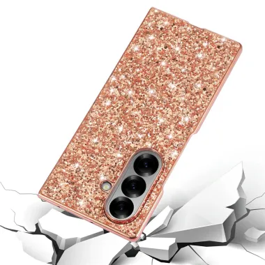 Coque Samsung Galaxy Z Fold8 Ultra pailletée contour métallisé Or Rose - photo 2
