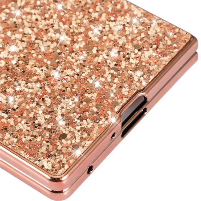Coque Samsung Galaxy Z Fold8 Ultra pailletée contour métallisé Or Rose - photo 4