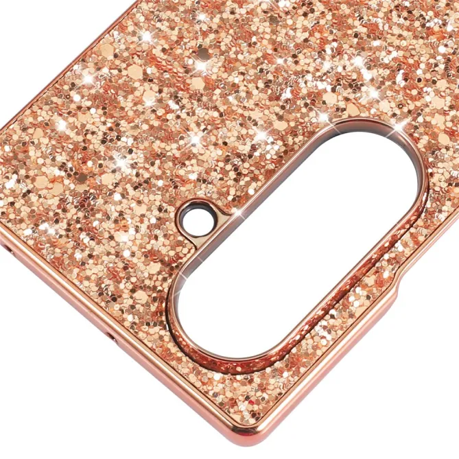 Coque Samsung Galaxy Z Fold8 Ultra pailletée contour métallisé Or Rose - photo 5