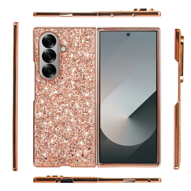 Coque Samsung Galaxy Z Fold8 Ultra pailletée contour métallisé Or Rose - photo 6