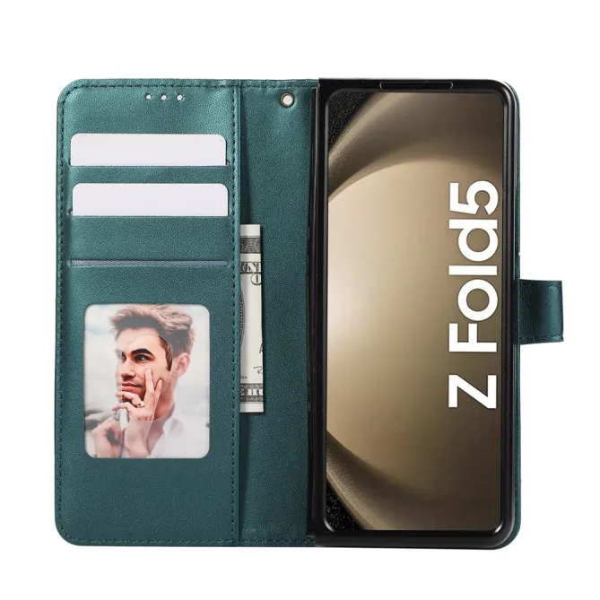 Housse Samsung Galaxy Z Fold8 Ultra losanges embossés avec dragonne Bleu Paon - photo 3