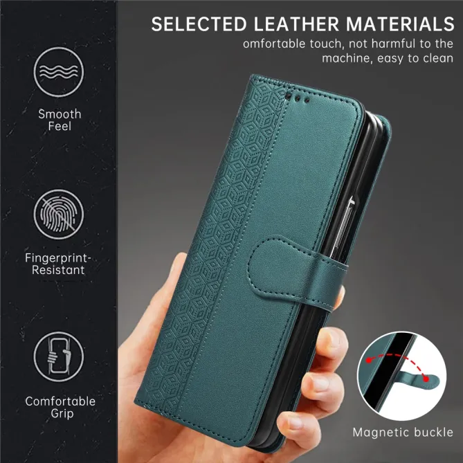 Housse Samsung Galaxy Z Fold8 Ultra losanges embossés avec dragonne Bleu Paon - photo 4